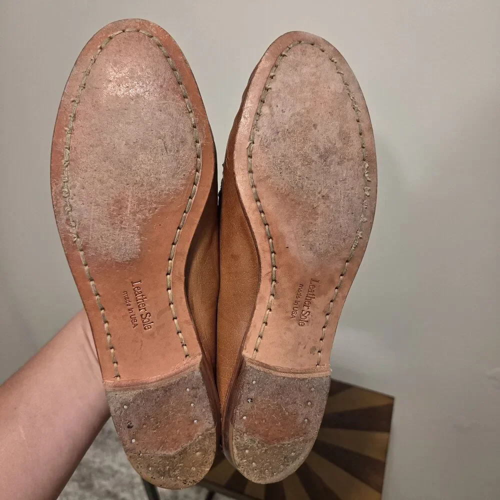 True Vintage Dexter USA Leather Loafers Moccasin US 7.5 Woven Brown 70s 80s Boho